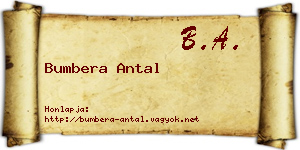 Bumbera Antal névjegykártya